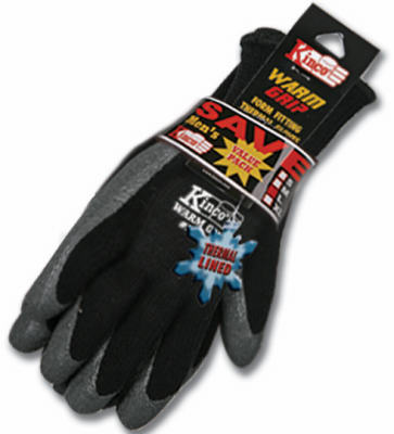 Kinco International, Knit Glove, Latex Coated, Cold Weather,  3-Pr., Men's Large,