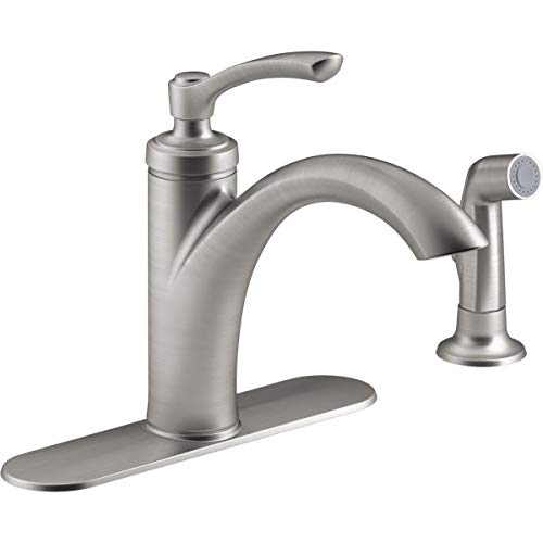 KOHLER CO, Kohler Linwood One Handle Stainless Steel Kitchen Faucet Side Sprayer Included