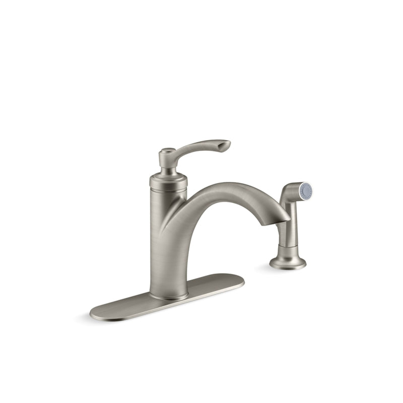 KOHLER CO, Kohler Linwood One Handle Stainless Steel Kitchen Faucet Side Sprayer Included