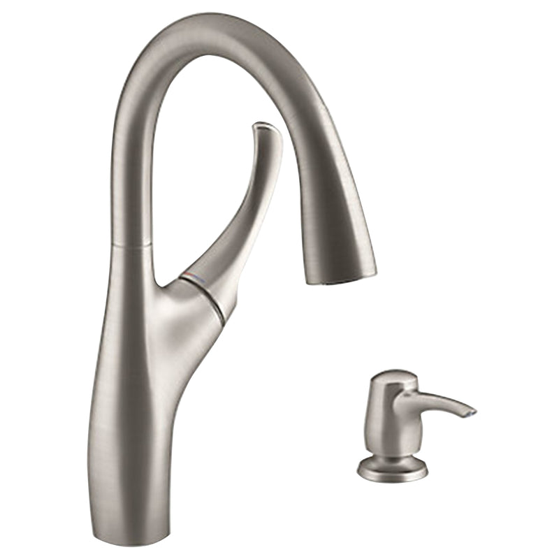 KOHLER CO, Kohler Mazz 1-Handle High-Arch Swivel Spout Stainless Steel Pulldown Kitchen Faucet