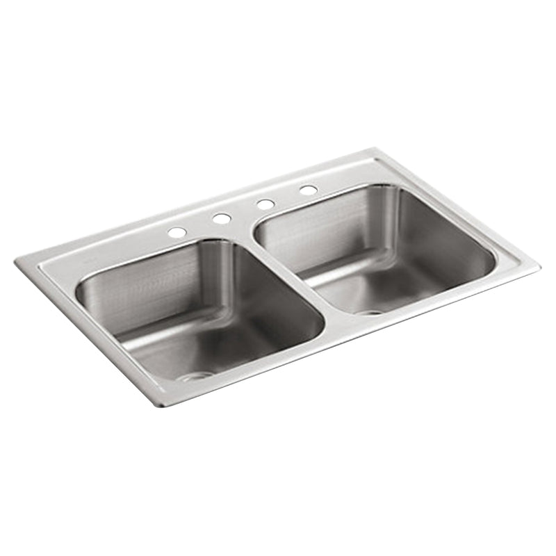 KOHLER CO, Kohler Toccata Stainless Steel Top Mount 22 in. W X 33 in. L Double Bowl Kitchen Sink Silver