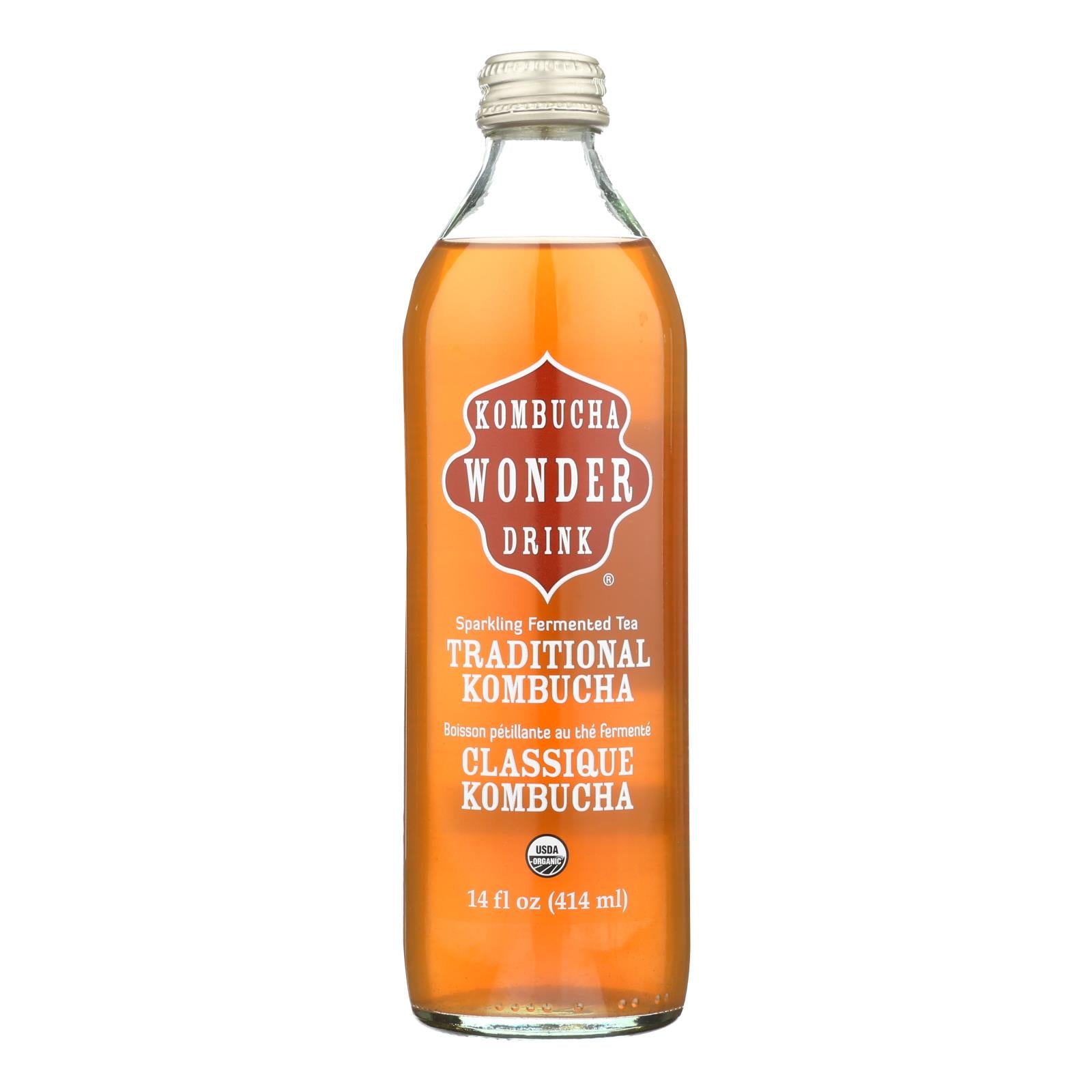 Kombucha Wonder Drink, Kombucha Wonder Drink Sparkling Fermented Traditional Kombucha Tea  - Case of 12 - 14 FZ (Pack of 12)