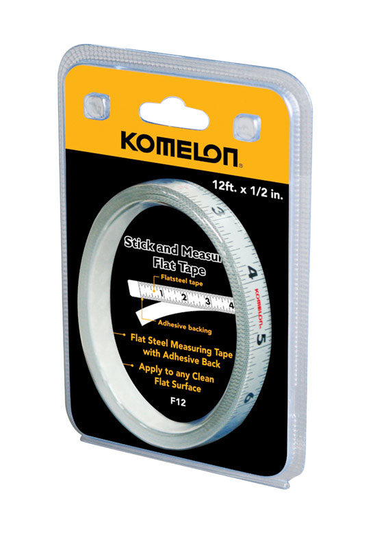 KOMELON USA CORP, Komelon 12 ft. L X 1/2 in. W Flat Adhesive Tape Measure 1 pk