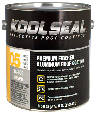 THE SHERWIN-WILLIAMS COMPANY, Kool Seal Premium Silver Fibered Aluminum Roof Coating 1 gal (Pack of 4)