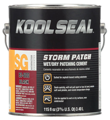 THE SHERWIN-WILLIAMS COMPANY, Kool Seal Storm Patch Black Asphalt Wet/Dry Patching Cement 1 gal (Pack of 4)