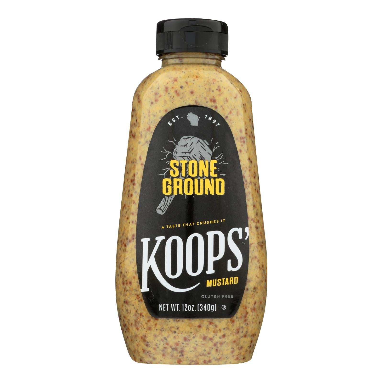 Koops', Koops' Mustard, Stone Ground Mustard - Case of 12 - 12 OZ (Pack of 12)