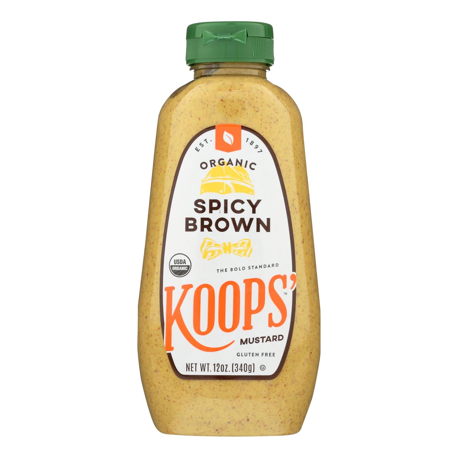 Koops', Koops' Organic Mustard: Spicy Brown Gluten Free - Case of 12 - 12 oz (Pack of 12)