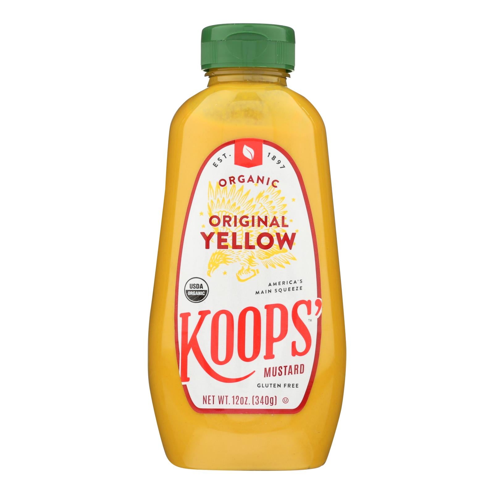 Koops', Koops' Organic Mustard: Yellow Gluten Free - Case of 12 - 12 oz (Pack of 12)