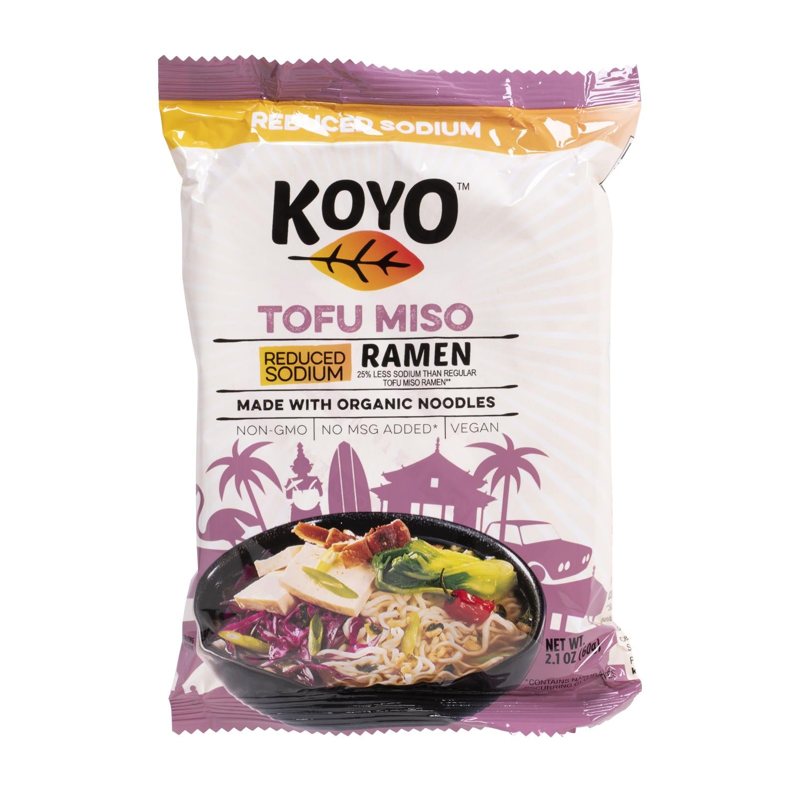 Koyo, Koyo Tofu Miso Reduced Sodium Ramen - Case of 12 - 2.1 OZ (Pack of 12)