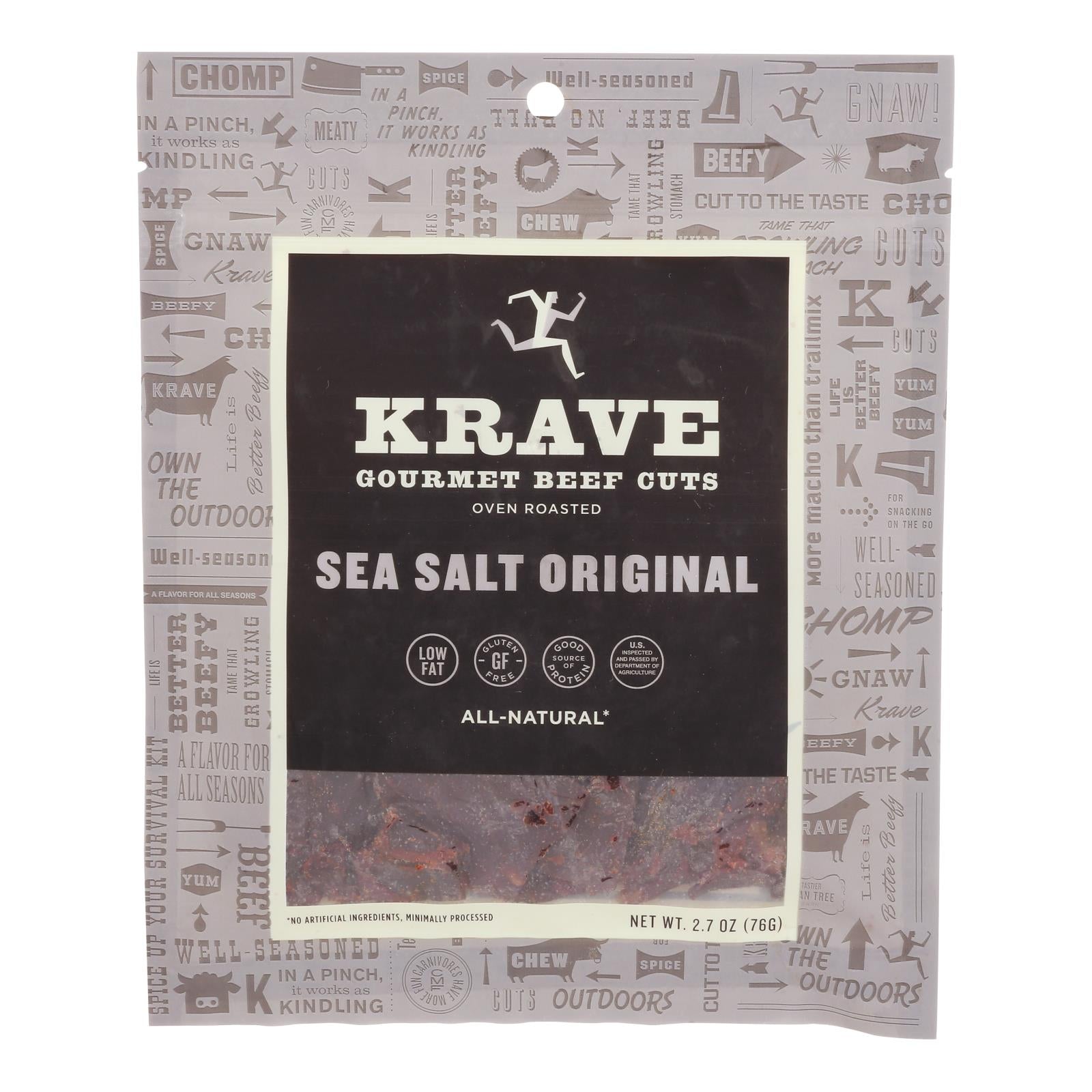 Krave, Krave Beef Jerky - Sea Salt Original - Case of 8 - 2.7 oz (Pack of 8)