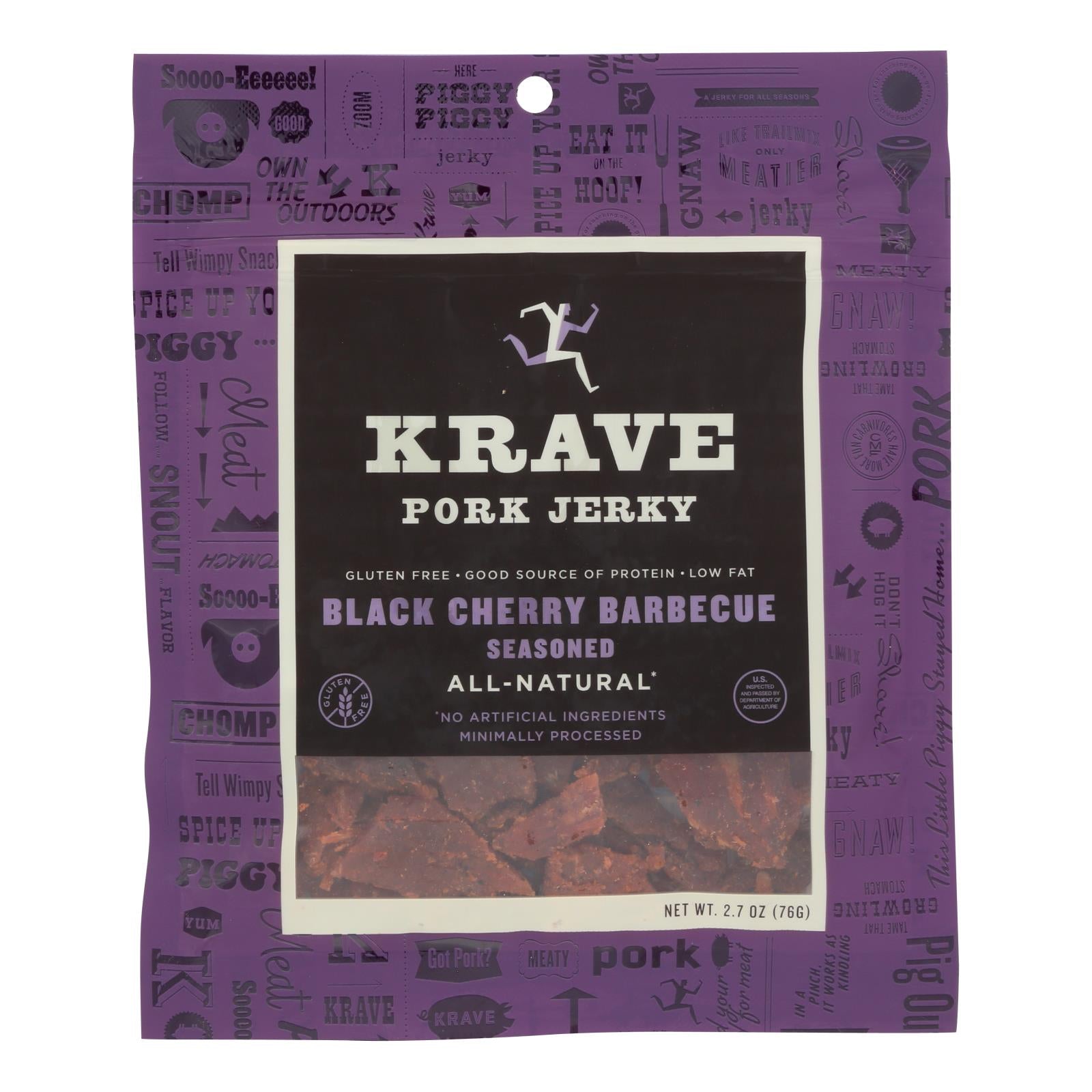 Krave, Krave Pork Jerky - Black Cherry Barbeque - Case of 8 - 2.7 oz. (Pack of 8)