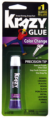 NEWELL BRANDS DISTRIBUTION LLC, Krazy Glue Super Strength Polyvinyl acetate homopolymer Color Change Formula 0.14 oz (Pack of 12)