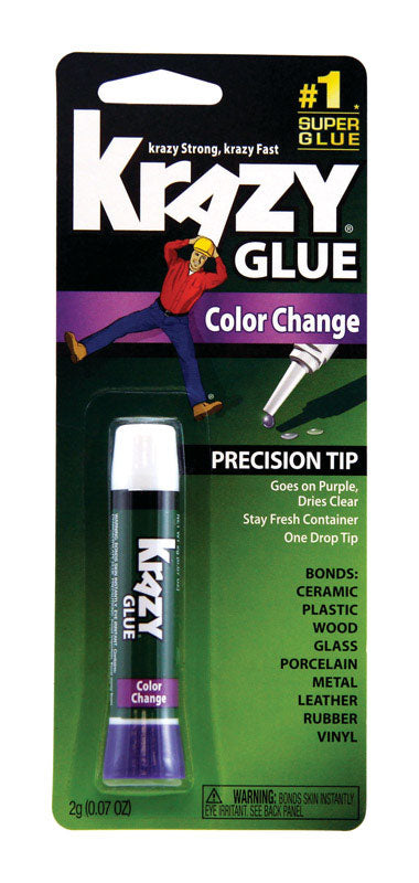 NEWELL BRANDS DISTRIBUTION LLC, Krazy Glue Super Strength Polyvinyl acetate homopolymer Color Change Formula 0.14 oz (Pack of 12)