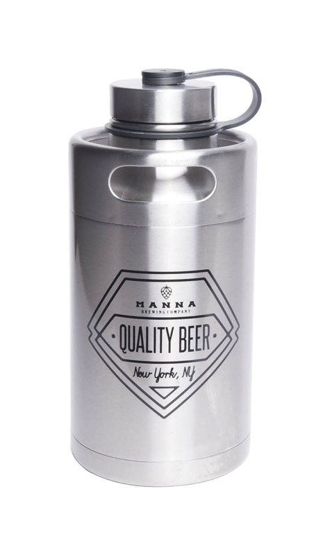 BRUMIS IMPORTS INC, Manna 64 oz Quality Beer Silver BPA Free Insulated Bottle