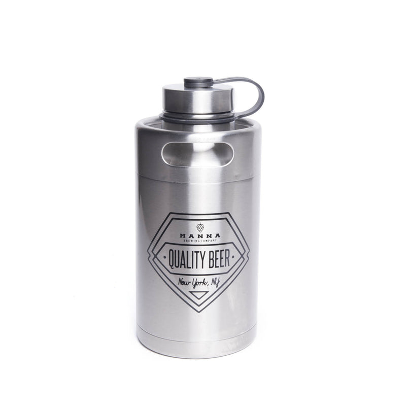 BRUMIS IMPORTS INC, Manna 64 oz Quality Beer Silver BPA Free Insulated Bottle