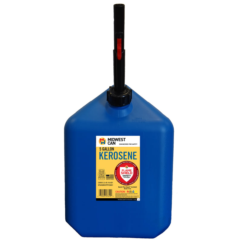 MIDWEST CAN CO, Midwest Can FlameShield Safety System Plastic Kerosene Can 5 gal