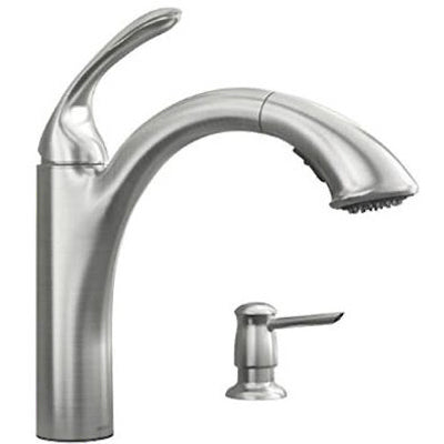 MOEN INCORPORATED, Moen Kinzel One Handle Stainless Steel Pull-Out Kitchen Faucet