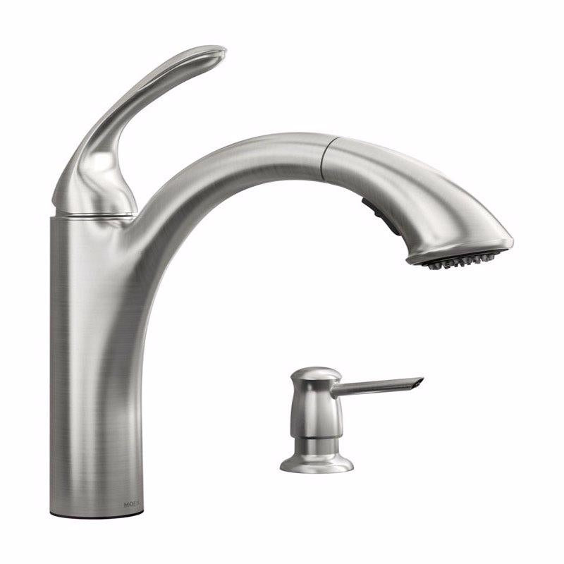 MOEN INCORPORATED, Moen Kinzel One Handle Stainless Steel Pull-Out Kitchen Faucet