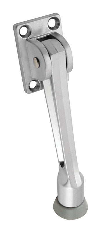 NATIONAL MFG SALES CO, National Hardware Zinc w/Rubber Tip Satin Chrome Silver Kick-Down Door Holder Mounts to door