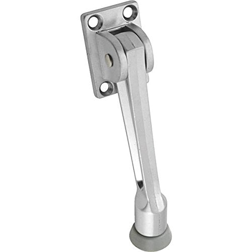 NATIONAL MFG SALES CO, National Hardware Zinc w/Rubber Tip Satin Chrome Silver Kick-Down Door Holder Mounts to door