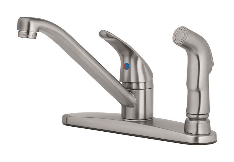 OakBrook, OakBrook Essentials One Handle Brushed Nickel Kitchen Faucet Side Sprayer Included