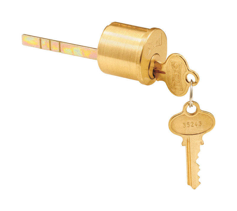 Prime-Line, Prime-Line Segal Brushed Brass Solid Brass Key Lock Cylinder Keyed Differently